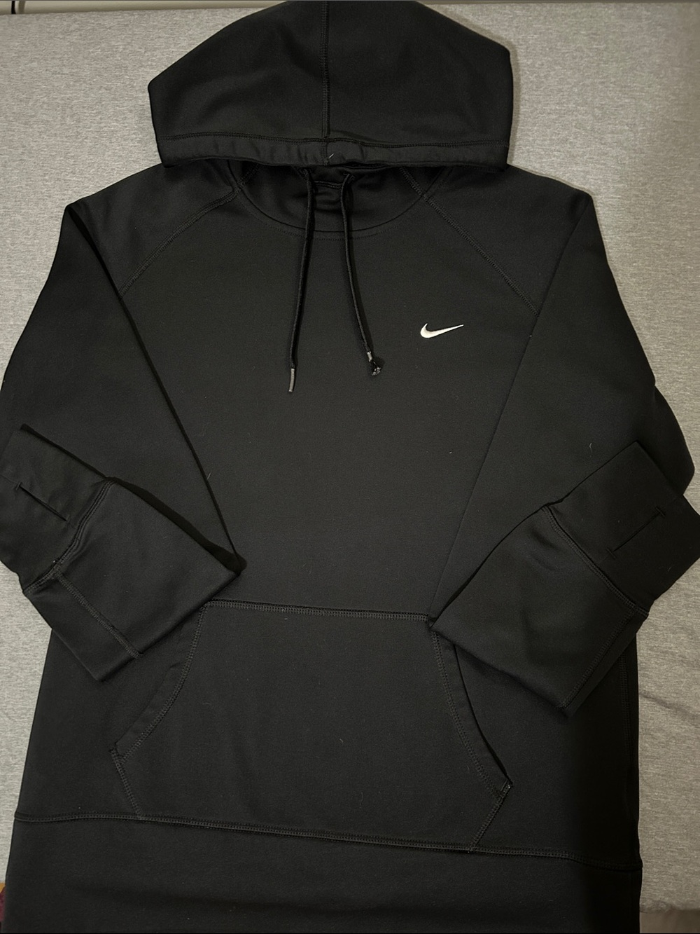 Nike Therma-Fit  Black Hoodie with White Embroidered Swoosh Logo